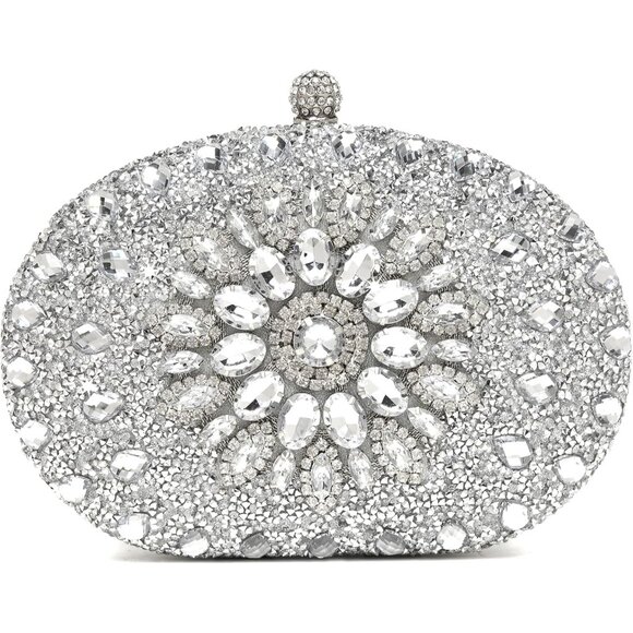 Accessories - Luxury Evening Purse with Clip Closure and Rhinestones - Perfect for Events